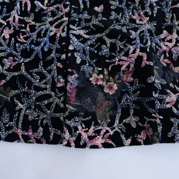 Vintage Tahari Arthur Levine Black & Maroon Sequin Velvet Embroidered Jacket 14 - Picture 7 of 14